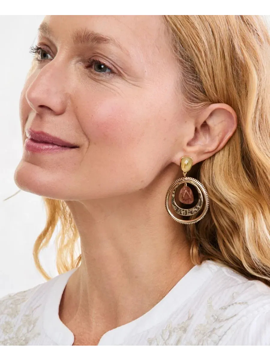 Серьги-подвески с камнем и диском Stone and Disc Drop Style & Co — изображение 2 из 3, оттенок коричневый