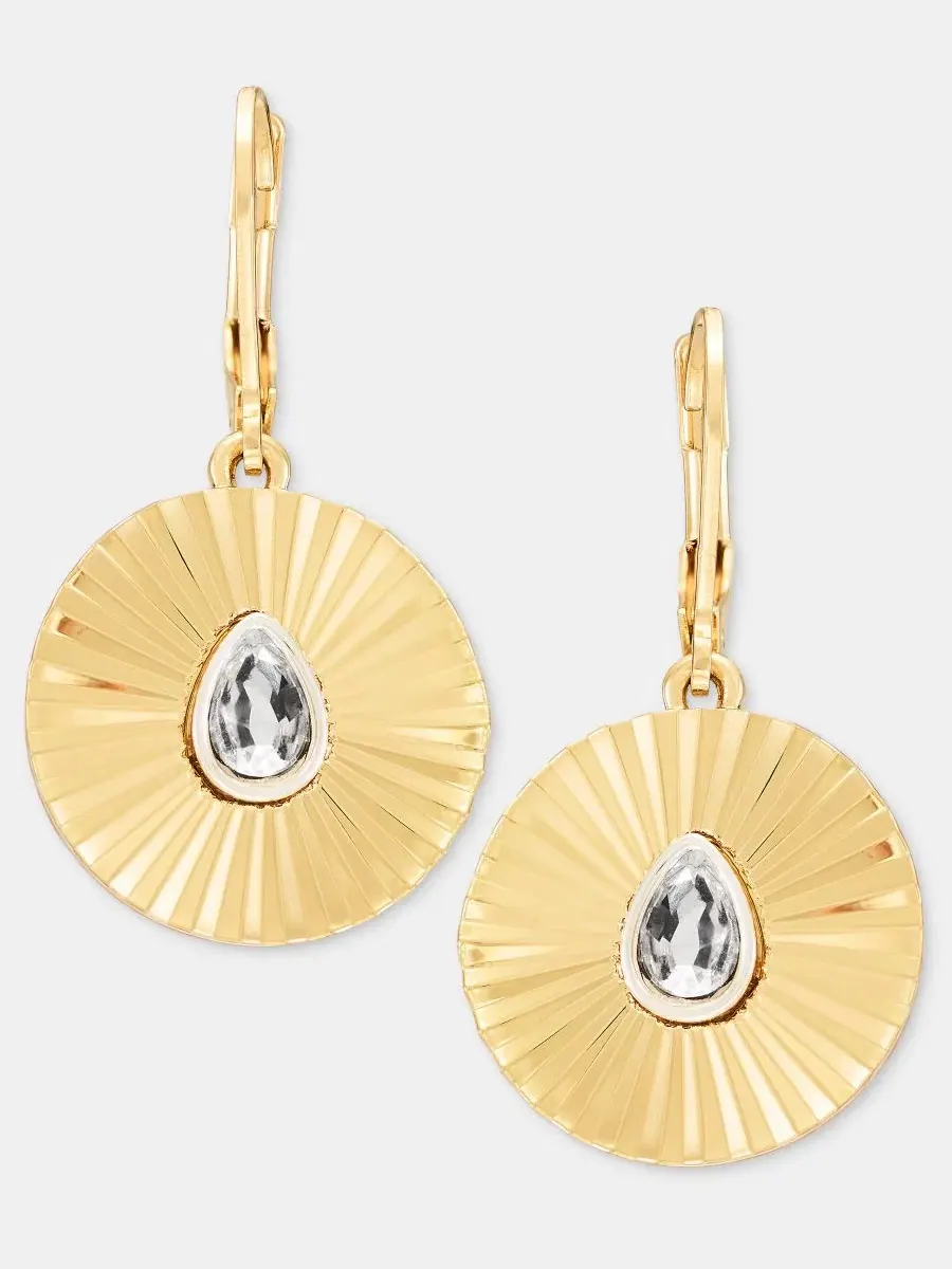 Серьги-подвески с кристаллом Radial Textured Anne Klein — изображение 1 из 3, оттенок прозрачный