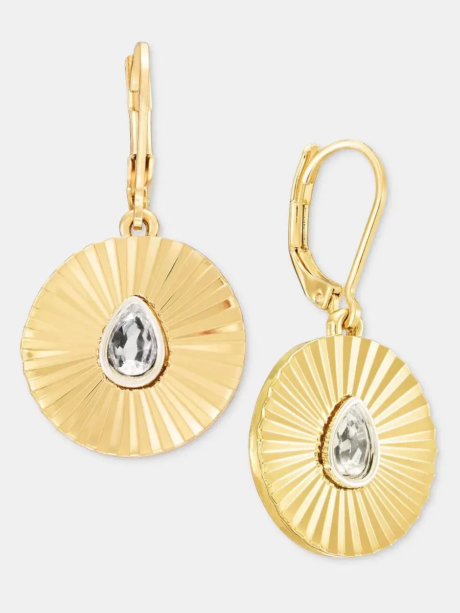 Серьги-подвески с кристаллом Radial Textured Anne Klein — изображение 2 из 3, оттенок прозрачный