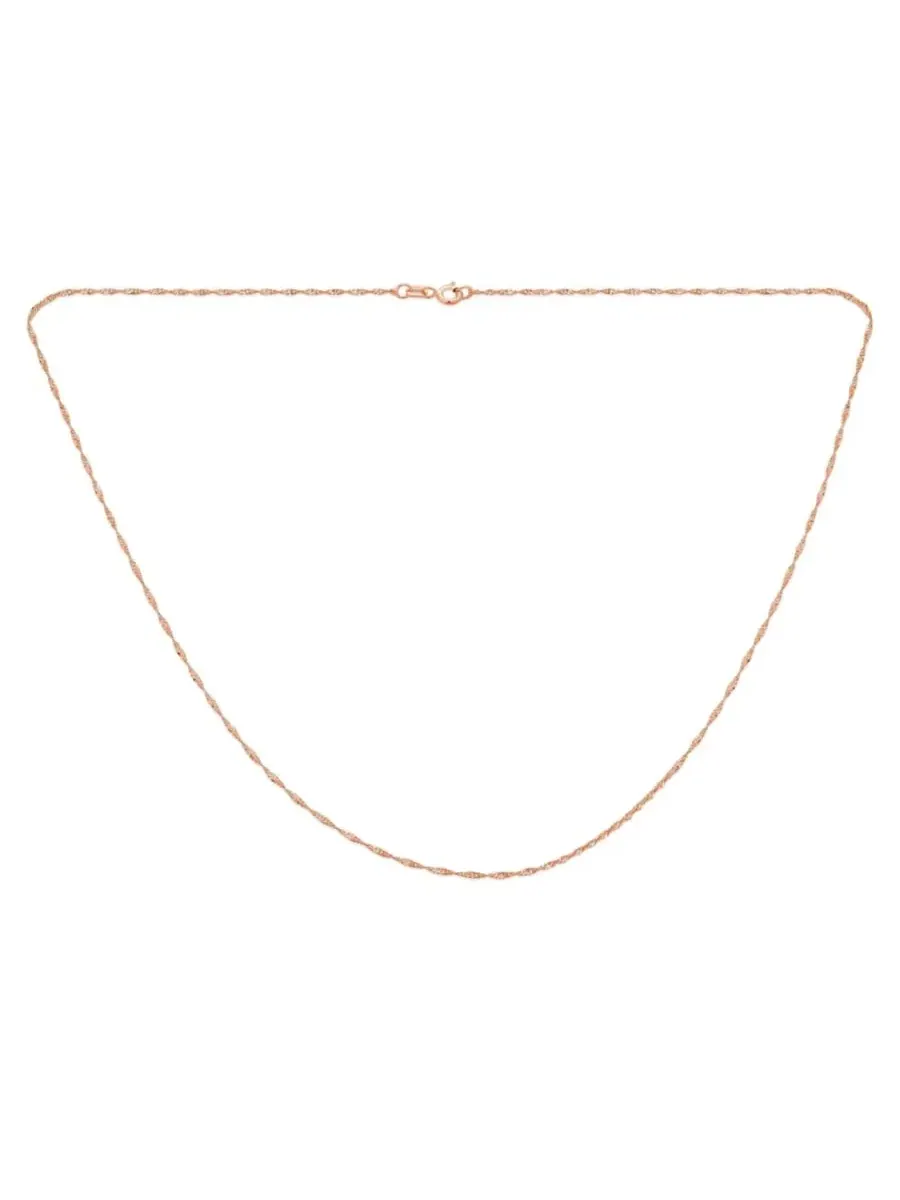 Цепь-колье плетение Сингапур, 1 мм, 14K позолота, серебро 925 пробы, 24" Bling Jewelry — изображение 1 из 3, оттенок розовый
