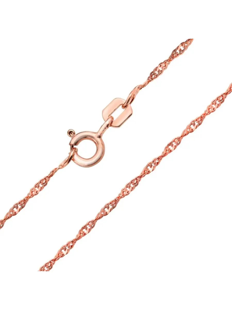Цепь-колье плетение Сингапур, 1 мм, 14K позолота, серебро 925 пробы, 24" Bling Jewelry — изображение 2 из 3, оттенок розовый