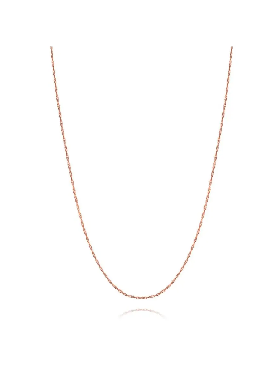 Цепь-колье плетение Сингапур, 1 мм, 14K позолота, серебро 925 пробы, 24" Bling Jewelry — изображение 3 из 3, оттенок розовый