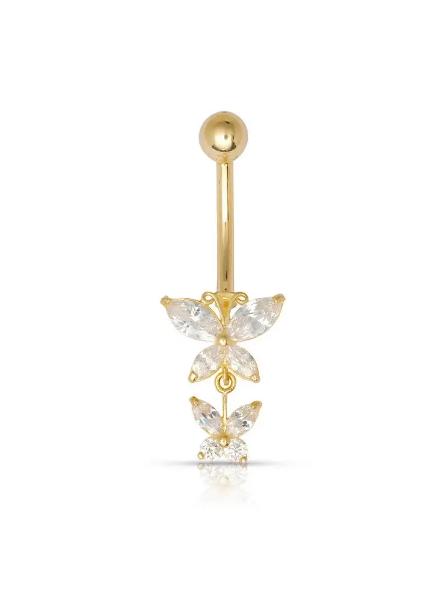 Серьга-кольцо для пирсинга живота с кубическим цирконием, модель Butterfly Angel Wings Curata — изображение 1 из 5