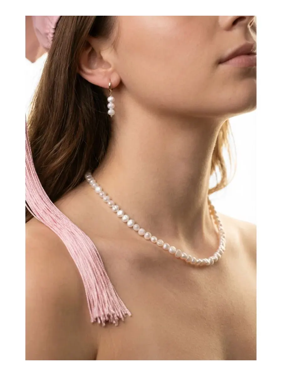 Комплект из колье и серег с жемчугом, 18K покрытие Joey Baby