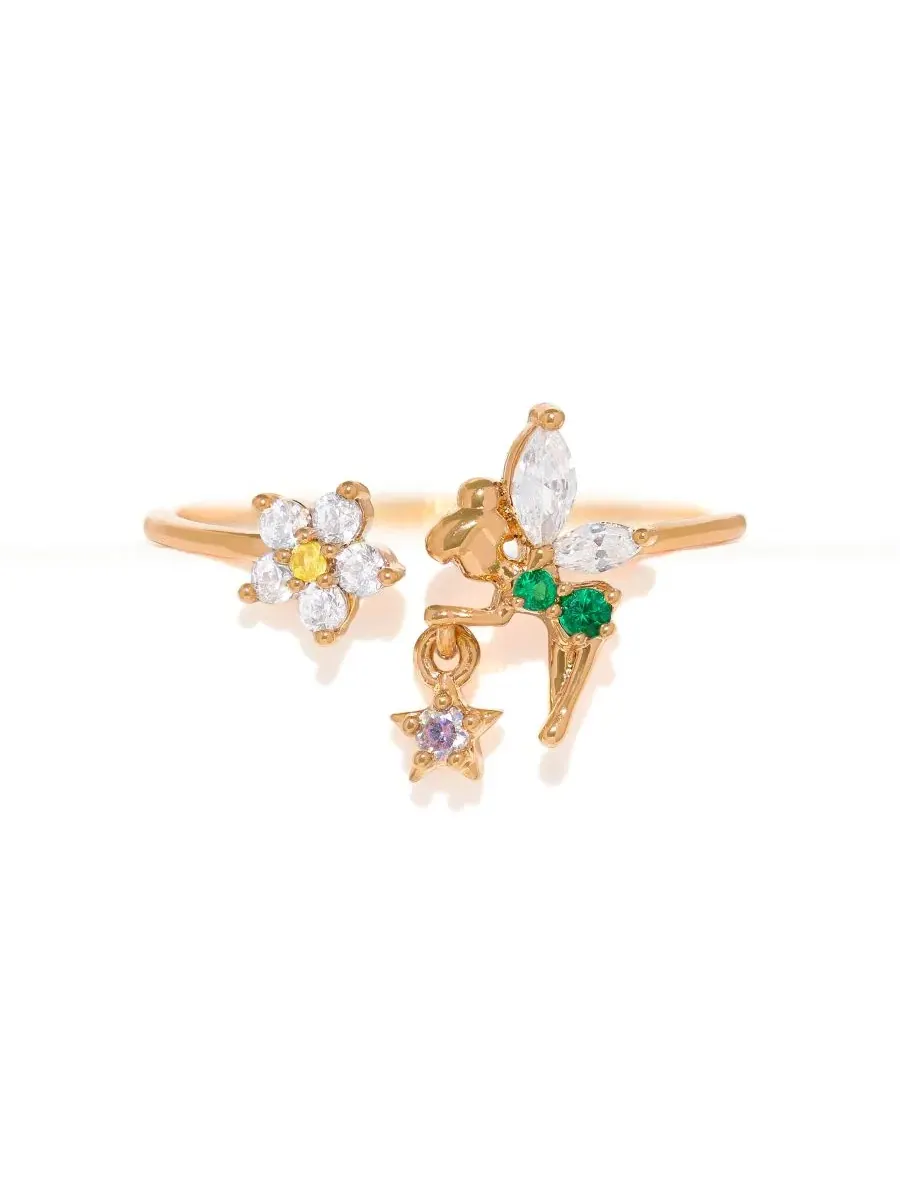 Кольцо с кристаллами и подвеской-звездой Tinker Bell Pixie Dust Girls Crew — изображение 1 из 3, оттенок золото