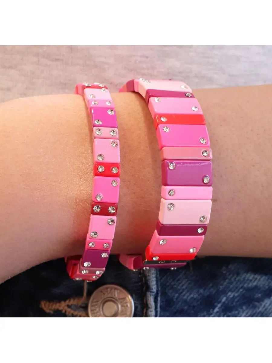 Браслет-стяжка Hot Pink Domino 14K Gold-Plated Over Brass The Lovery — изображение 2 из 3, оттенок розовый