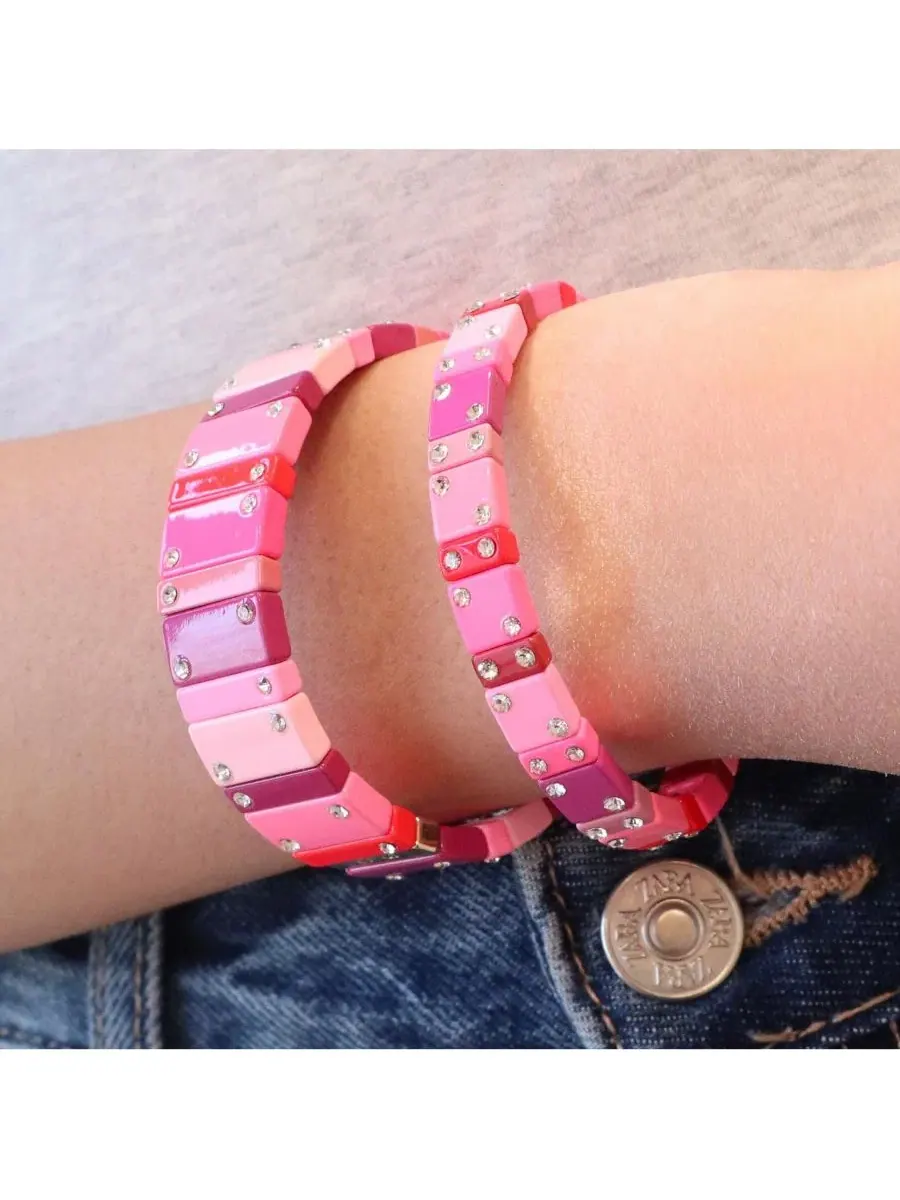 Браслет-стяжка Hot Pink Domino 14K Gold-Plated Over Brass The Lovery — изображение 3 из 3, оттенок розовый