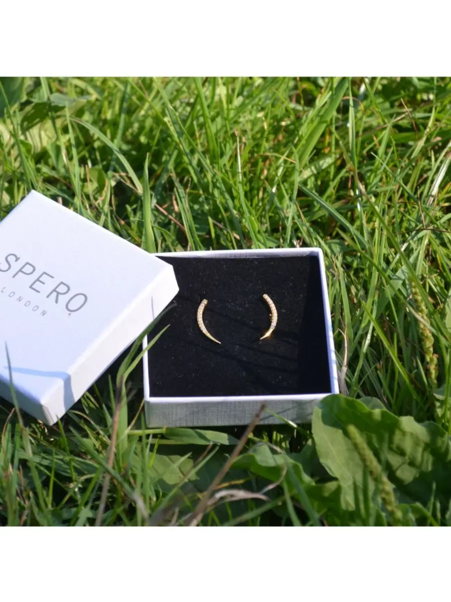 Серьги-рыбки из стерлингового серебра с фианитами Spero London — изображение 3 из 3, оттенок золото