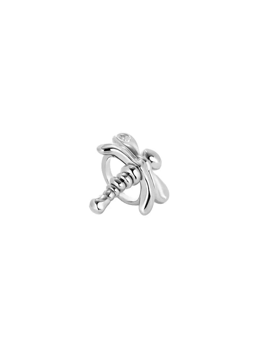 Кольцо с фигурой стрекозы Dragonfly Ring UNOde50 — изображение 1 из 3, оттенок серебряный