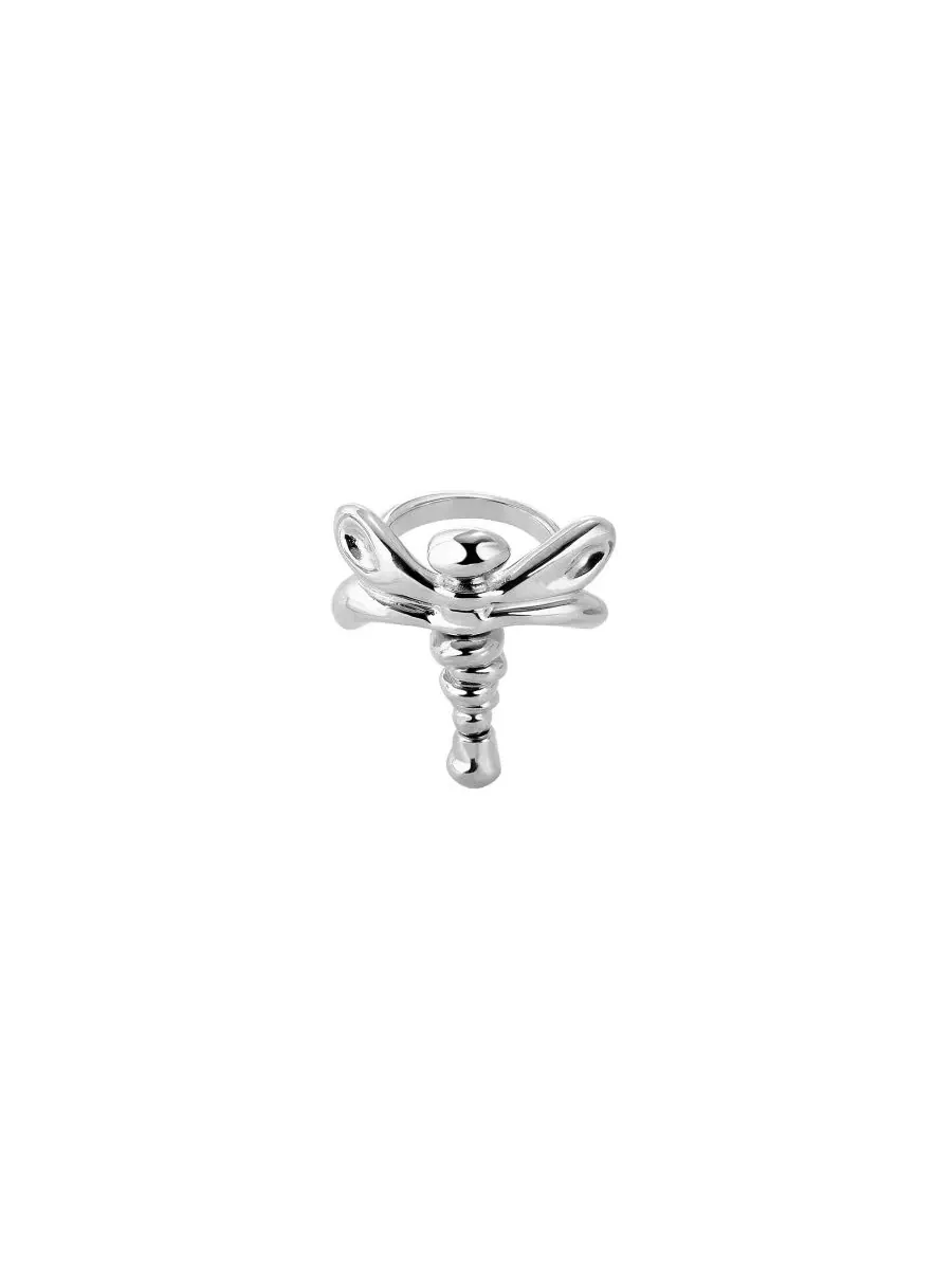 Кольцо с фигурой стрекозы Dragonfly Ring UNOde50 — изображение 2 из 3, оттенок серебряный