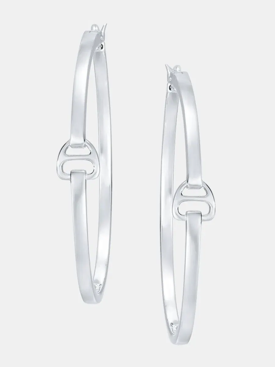 Серьги-кольца с конным мотивом 40 мм Lauren Ralph Lauren — изображение 1 из 4, оттенок серебряный