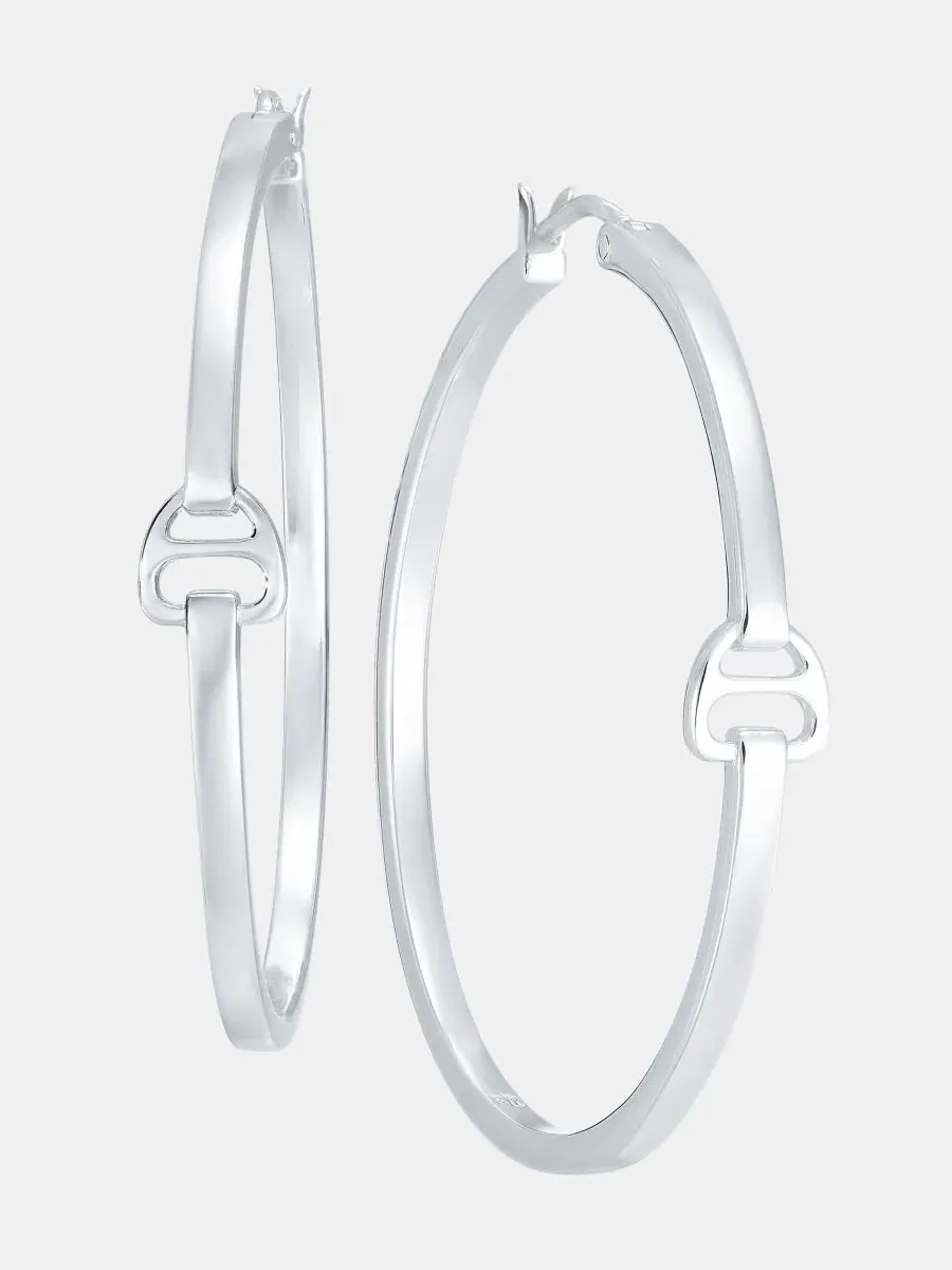 Серьги-кольца с конным мотивом 40 мм Lauren Ralph Lauren — изображение 3 из 4, оттенок серебряный