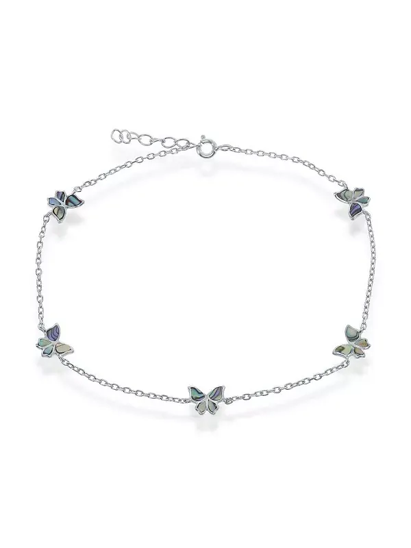 Серебряный браслет на лодыжку с бабочкой-морским ушком Caribbean Treasures — изображение 1 из 2