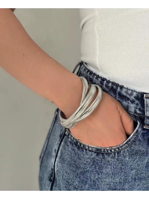 Серебряный браслет-тройка с цепочкой омега Adornia — изображение 3 из 3