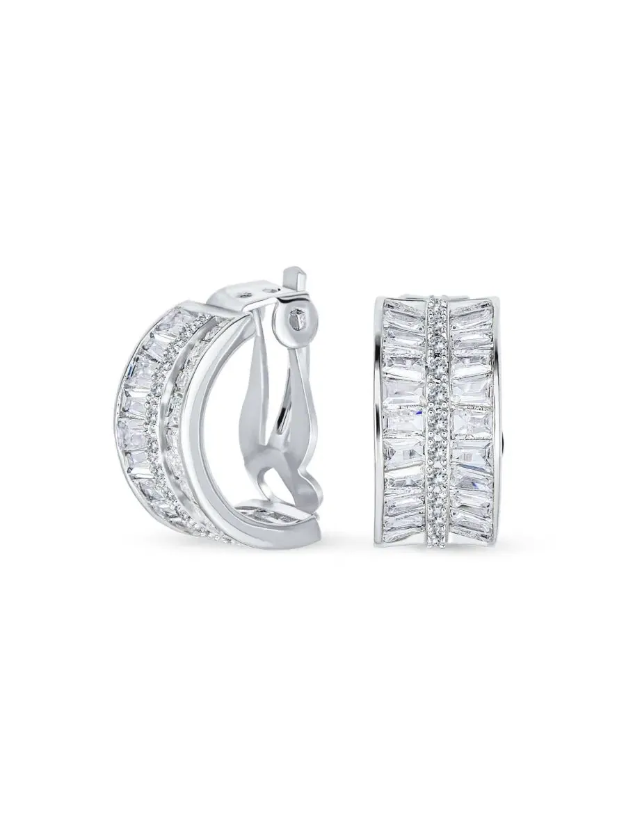 Серьги-полукольца с кристаллами CZ Art Deco Style Fancy Bling Jewelry — изображение 1 из 4, оттенок прозрачный