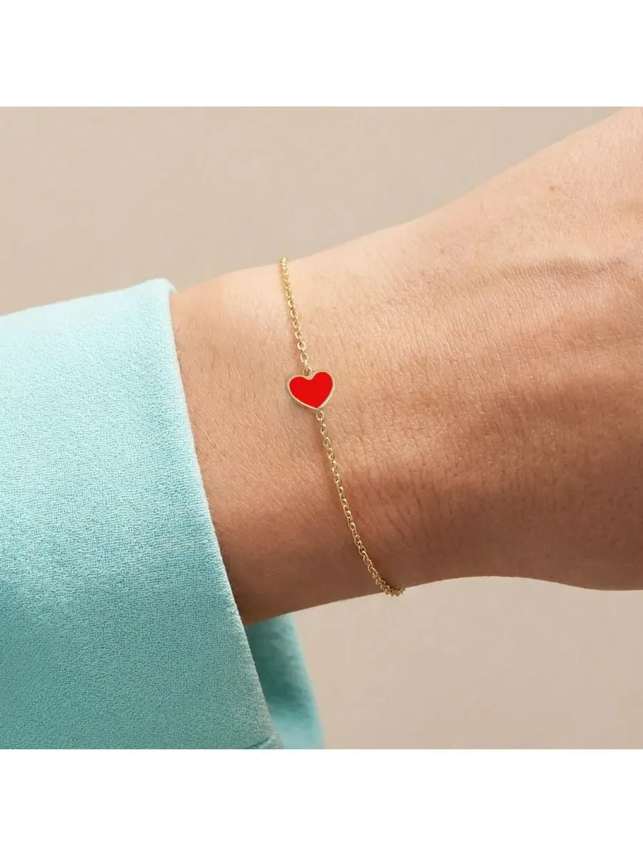 Браслет с сердцем Mini Coral Single Heart — изображение 3 из 3, оттенок коралл