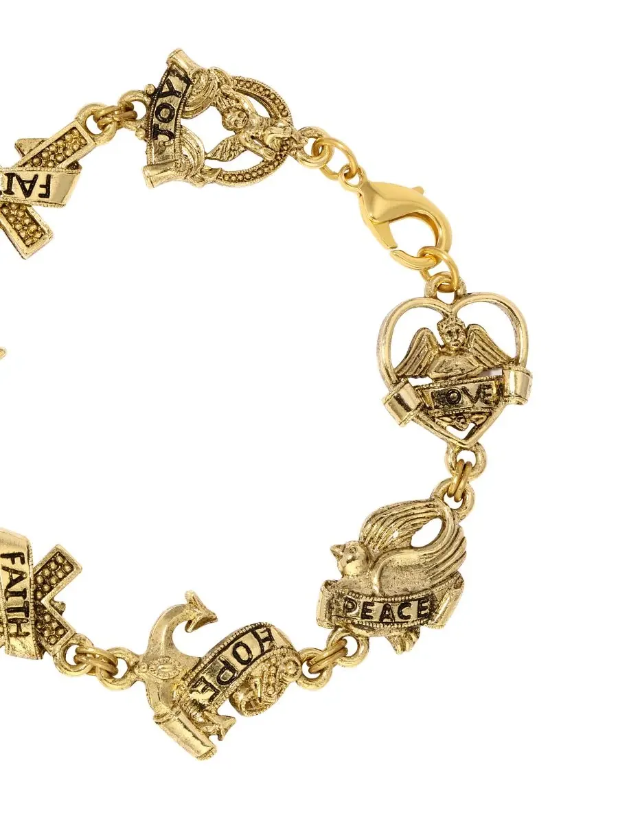 Браслет с подвесками Faith Hope Love Peace Symbols of Faith — изображение 2 из 3, оттенок желтый