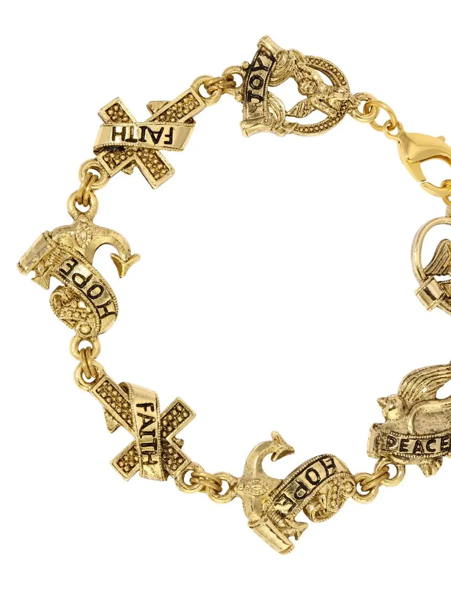 Браслет с подвесками Faith Hope Love Peace Symbols of Faith — изображение 3 из 3, оттенок желтый