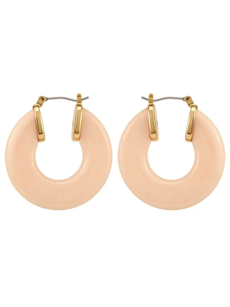 Серьги-кольца с змеевиковыми вставками GUESS — изображение 1 из 3, оттенок золото