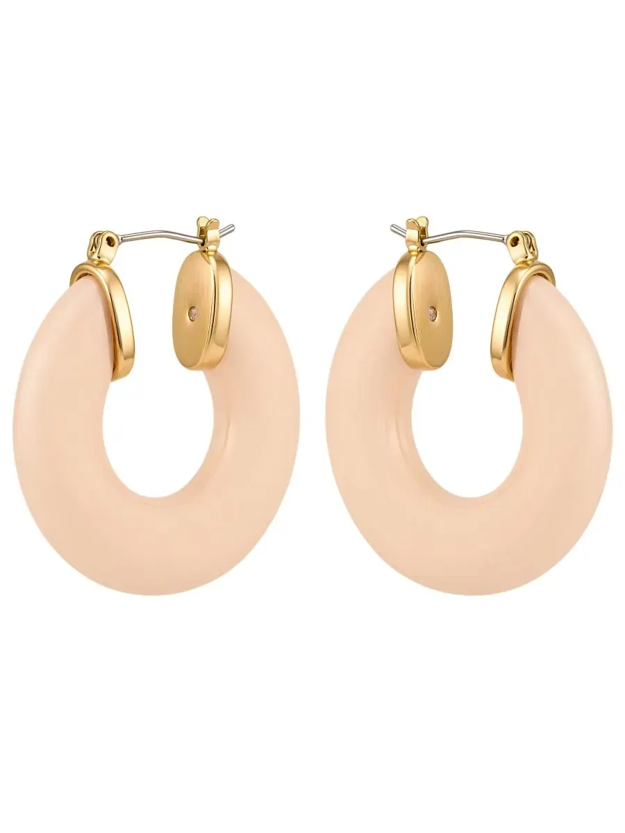 Серьги-кольца с змеевиковыми вставками GUESS — изображение 2 из 3, оттенок золото