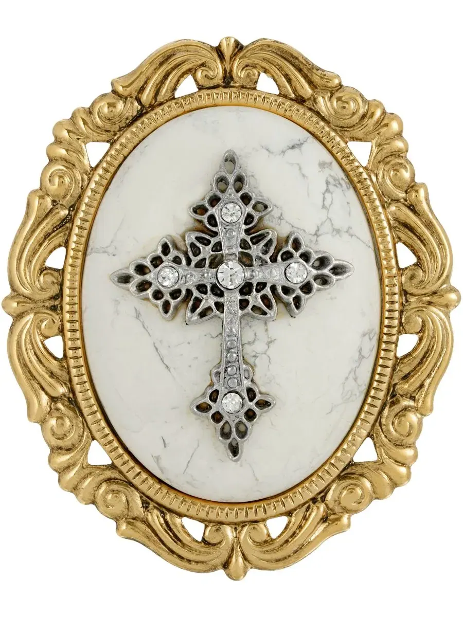 Брошь с полупрозрачным камнем 14k Gold Dipped Symbols of Faith — изображение 2 из 3, оттенок белый