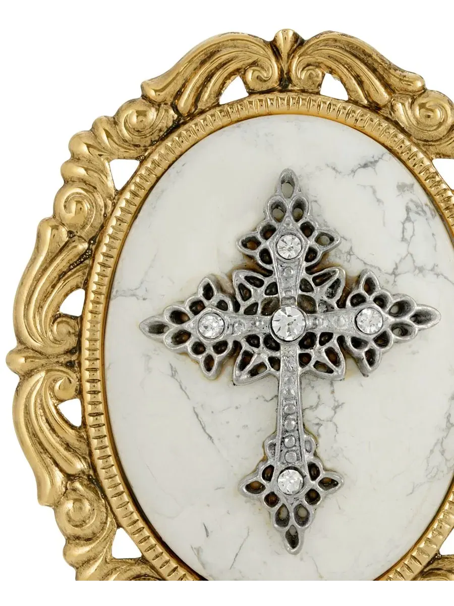 Брошь с полупрозрачным камнем 14k Gold Dipped Symbols of Faith — изображение 3 из 3, оттенок белый