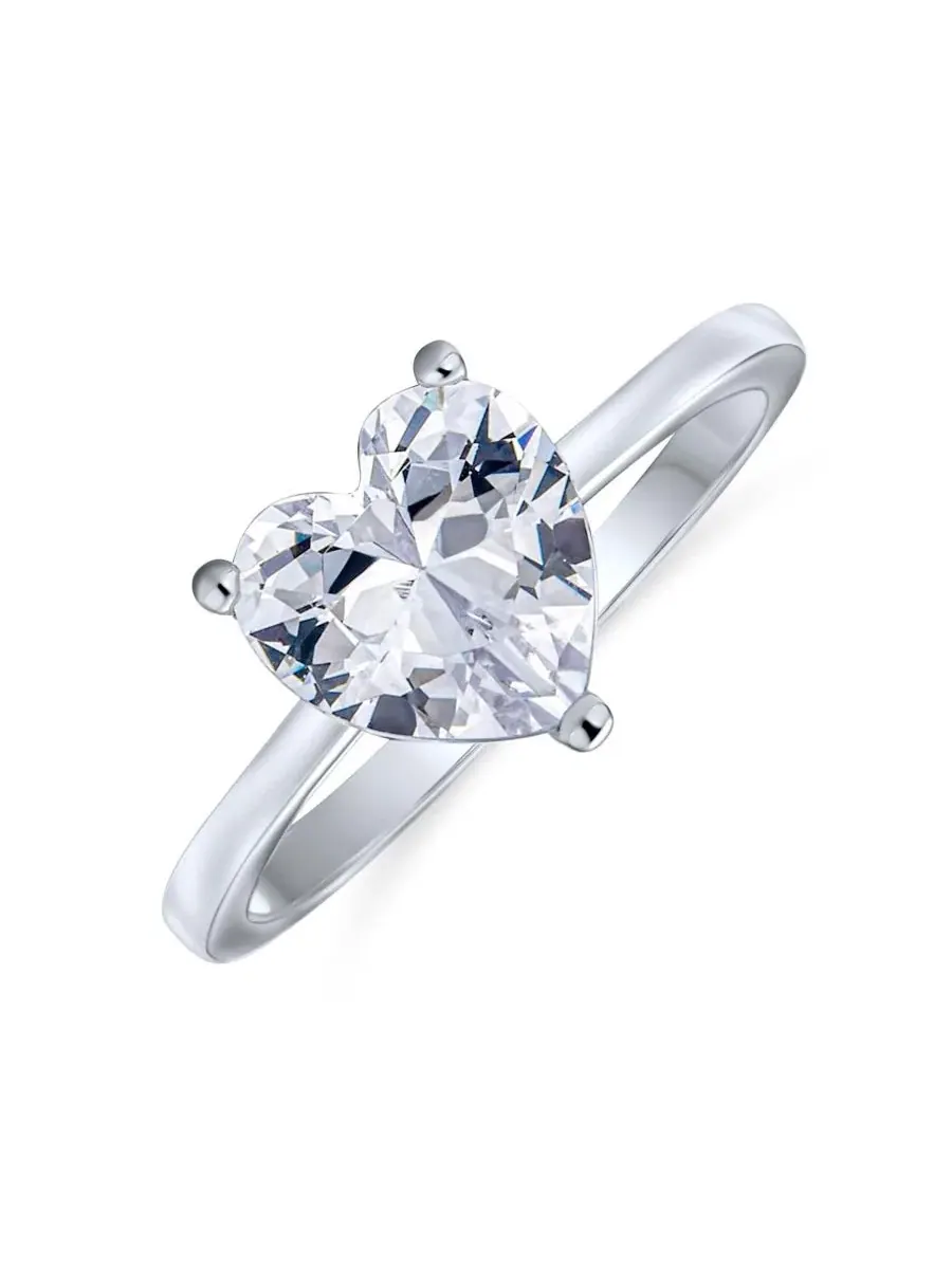 Кольцо с сердцем из стерлингового серебра с кубическим цирконием 2CT Bling Jewelry — изображение 3 из 5, оттенок серебряный