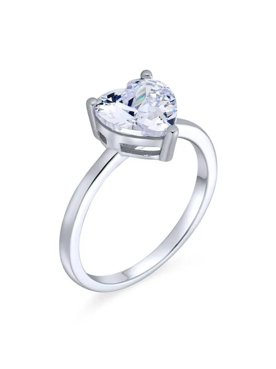 Кольцо с сердцем из стерлингового серебра с кубическим цирконием 2CT Bling Jewelry — изображение 4 из 5, оттенок серебряный