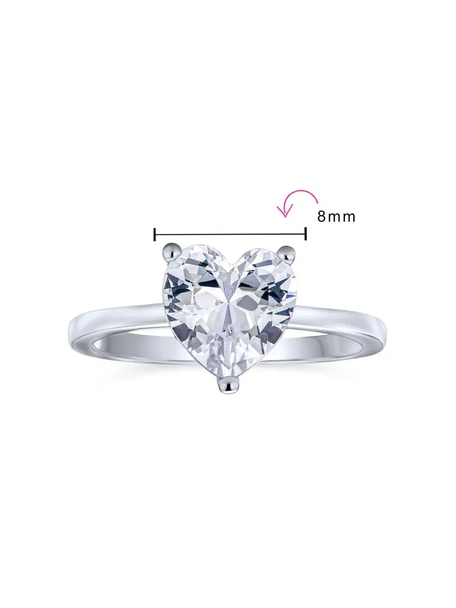 Кольцо с сердцем из стерлингового серебра с кубическим цирконием 2CT Bling Jewelry — изображение 5 из 5, оттенок серебряный
