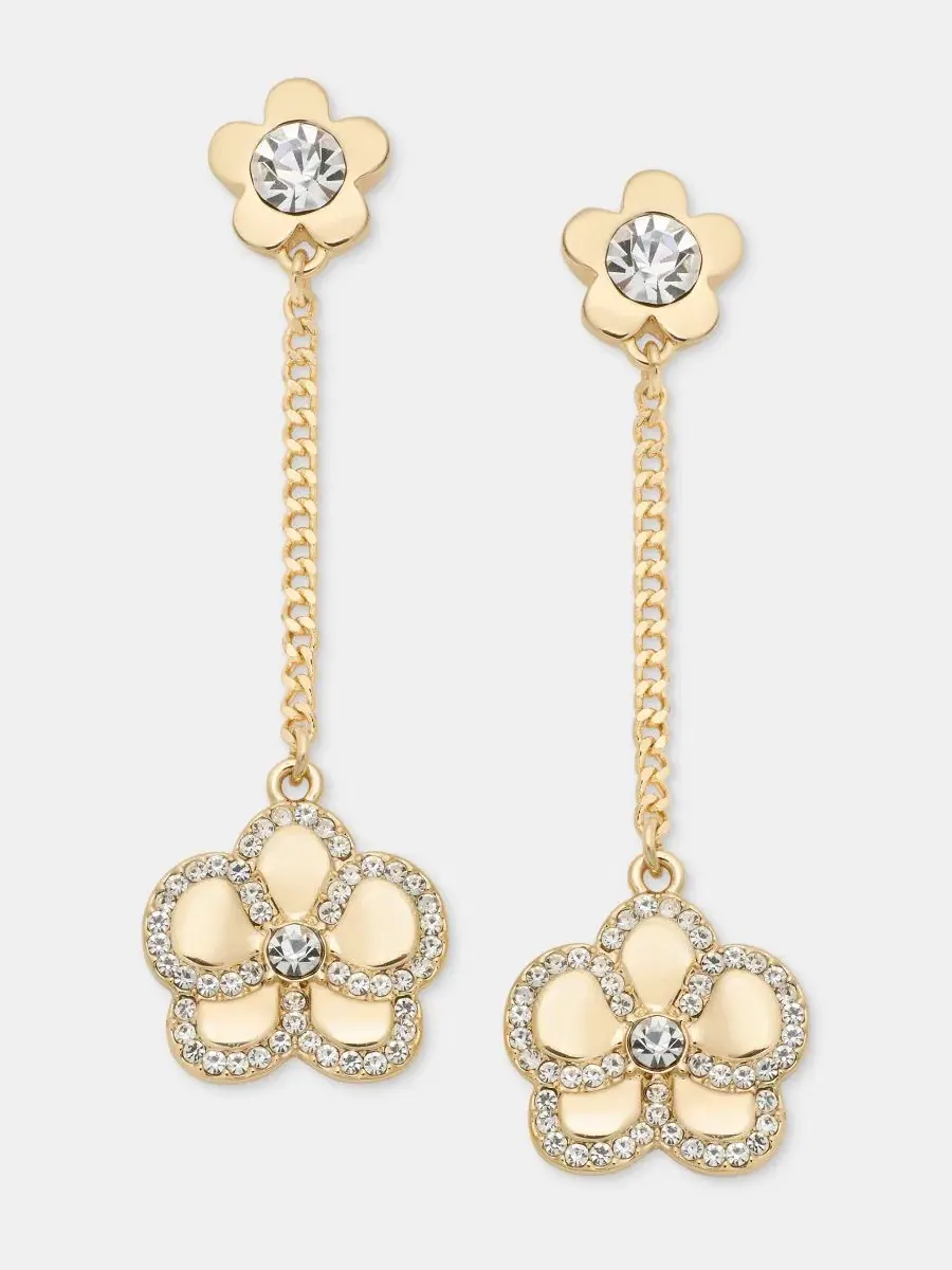 Серьги-подвески с орхидеей, паве, 4.5 см KARL LAGERFELD PARIS — изображение 1 из 4, оттенок белый