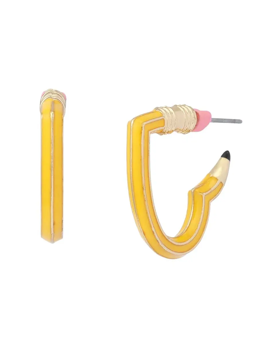 Серьги-пусеты с сердцем и карандашом, модель Best In Class Heart Pencil Betsey Johnson — изображение 1 из 5