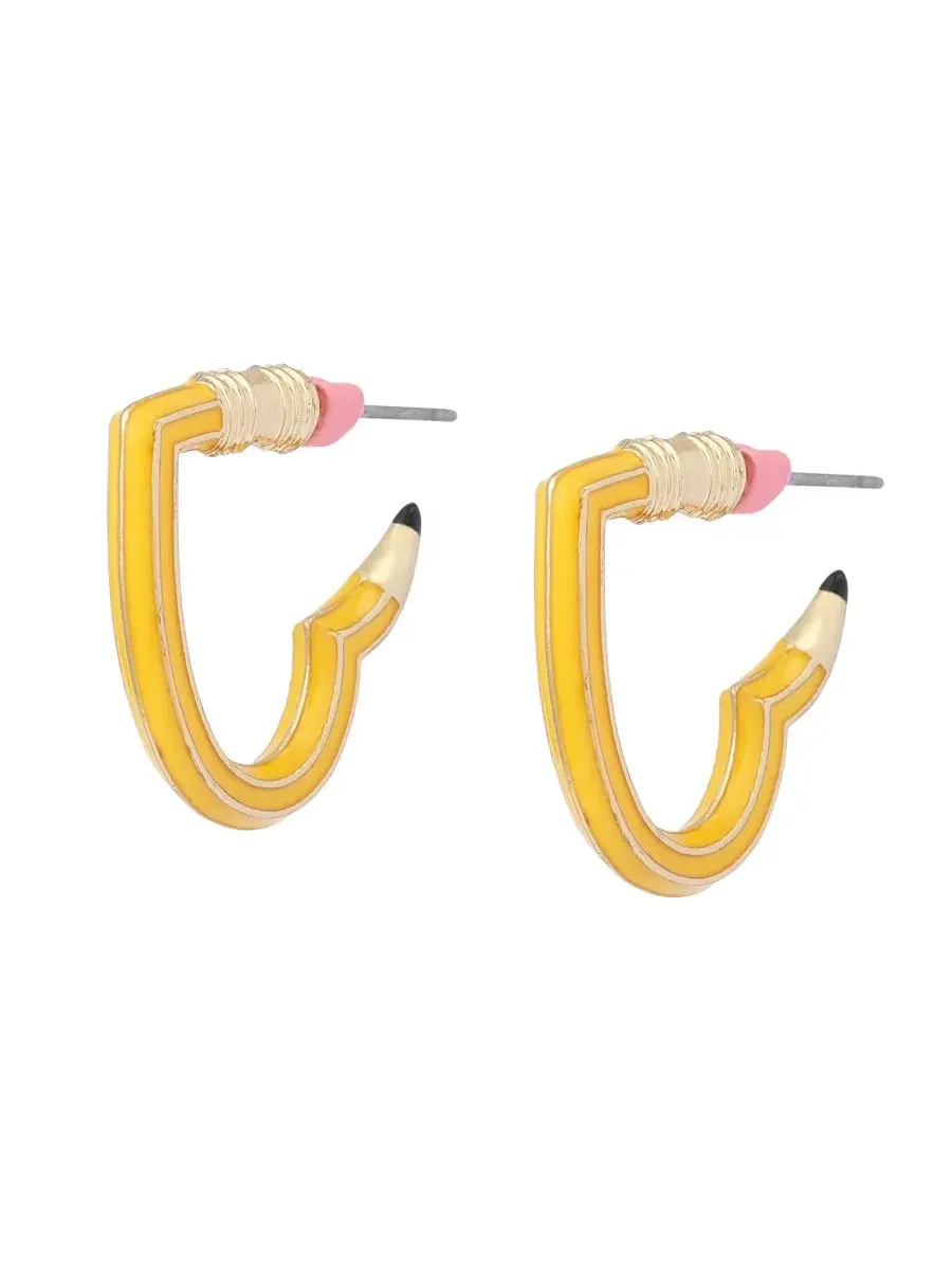 Серьги-пусеты с сердцем и карандашом, модель Best In Class Heart Pencil Betsey Johnson — изображение 2 из 5
