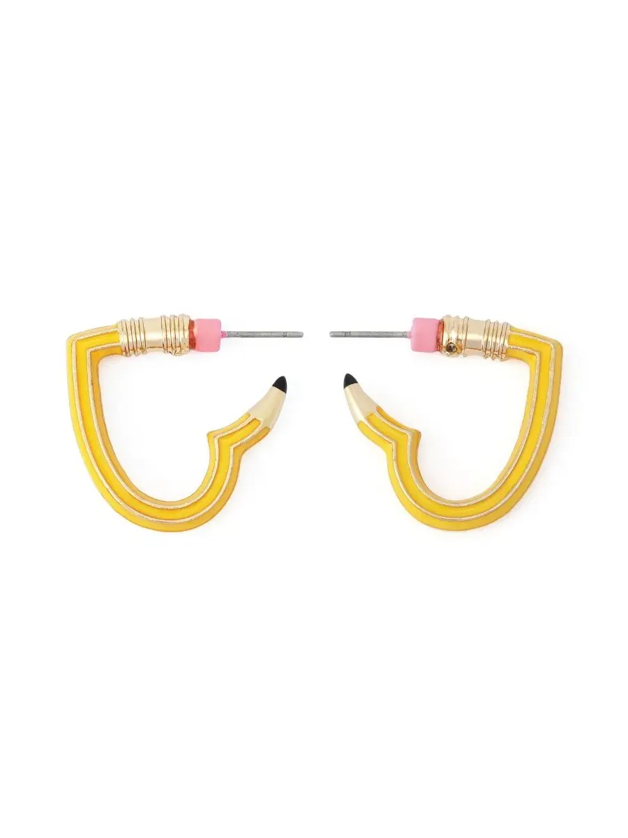 Серьги-пусеты с сердцем и карандашом, модель Best In Class Heart Pencil Betsey Johnson — изображение 3 из 5