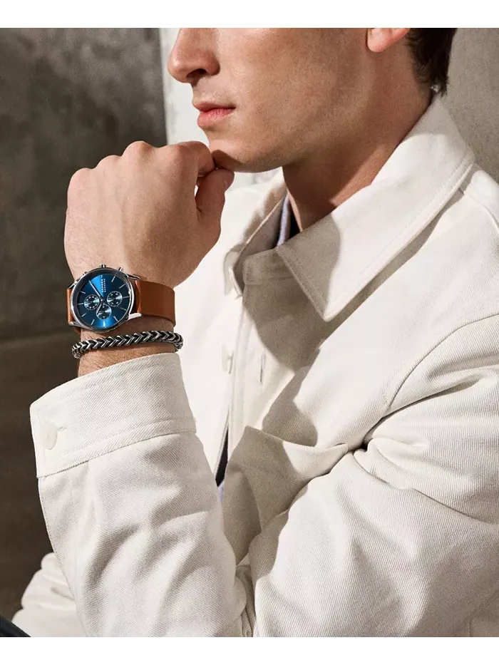 Мужские часы Hoist Chronograph с коричневым кожаным ремешком, 42 мм Skagen — изображение 3 из 6