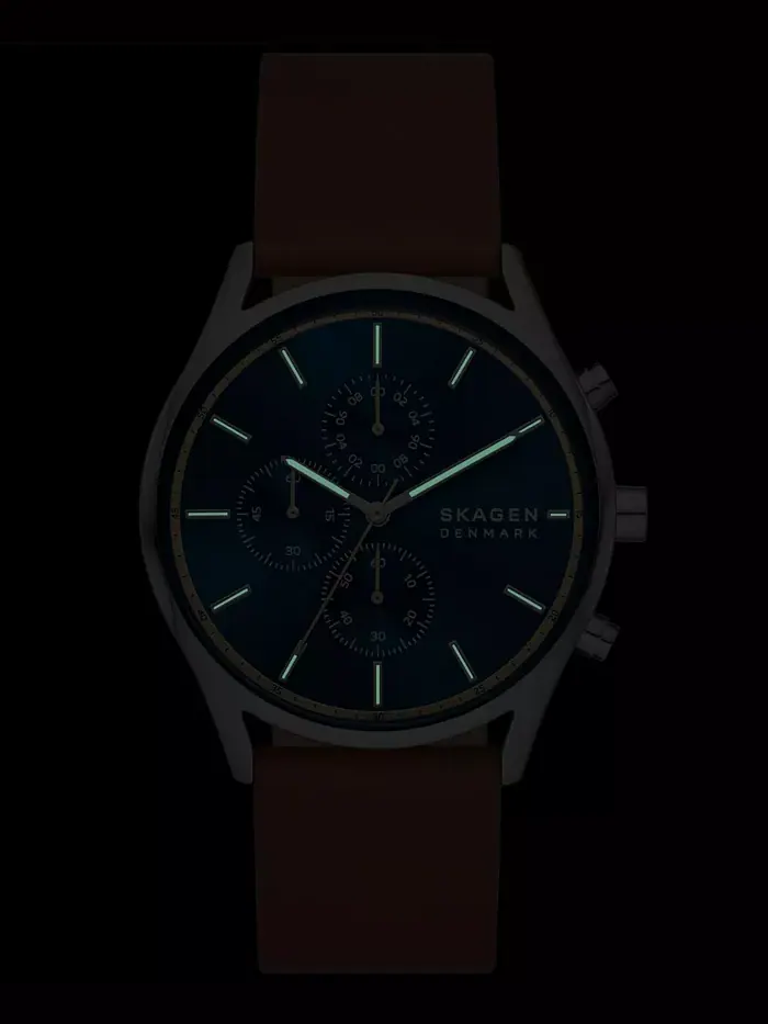 Мужские часы Hoist Chronograph с коричневым кожаным ремешком, 42 мм Skagen — изображение 6 из 6