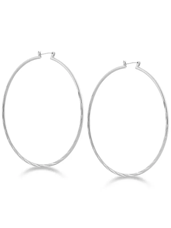 2 3/4" текстурированные большие серьги-кольца Guess — изображение 1 из 2, оттенок серебряный