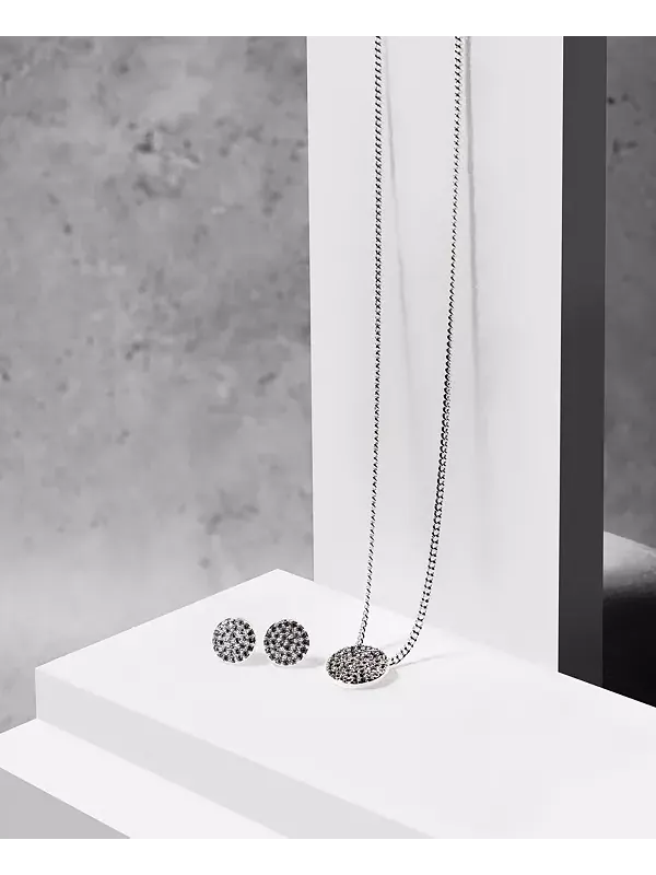 Серьги-Гвоздики с дисками паве Dkny — изображение 3 из 4, оттенок серебристый