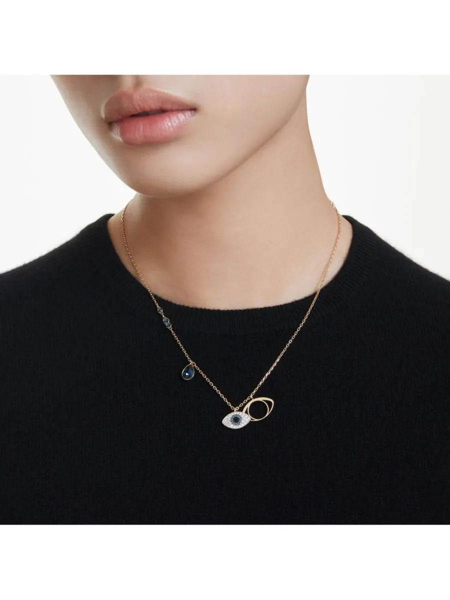 Кулон Symbolica, символизирующий сглаз, синий, позолоченное колье Swarovski — изображение 4 из 4, оттенок мульти