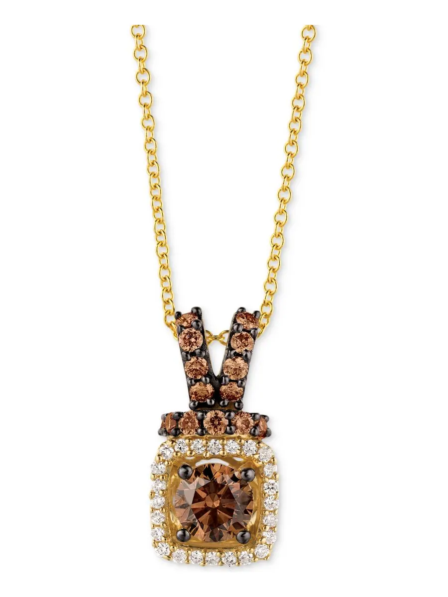 Подвеска Chocolatier Diamond Halo длиной 18 дюймов (общий вес бриллиантов 3/4 карата) из — изображение 2 из 2