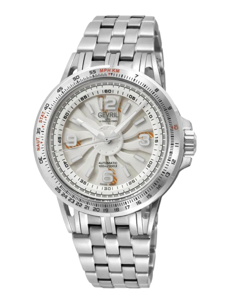 Мужские швейцарские часы Wind Master Automatic с серебристым браслетом из нержавеющей стали Gevril — изображение 1 из 3