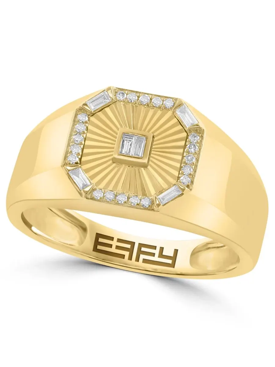 Кольцо с бриллиантами 1/8 ct. t.w. в 14-каратном желтом золоте EFFY Collection — изображение 1 из 4