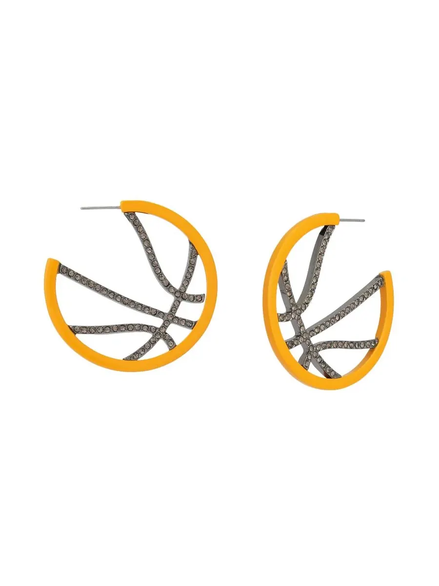 Серьги-кольца с баскетбольным кольцом и камнями Betsey Johnson — изображение 1 из 4, оттенок оранжевый