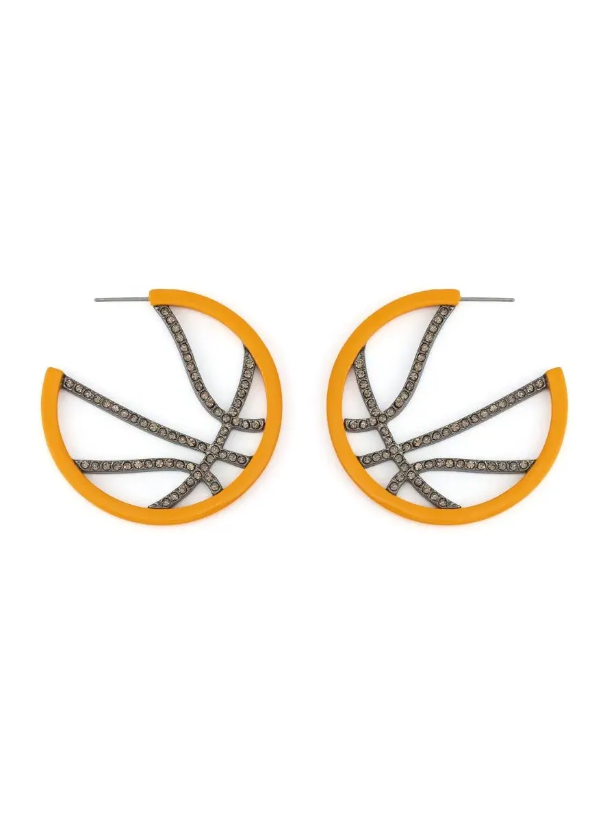 Серьги-кольца с баскетбольным кольцом и камнями Betsey Johnson — изображение 2 из 4, оттенок оранжевый