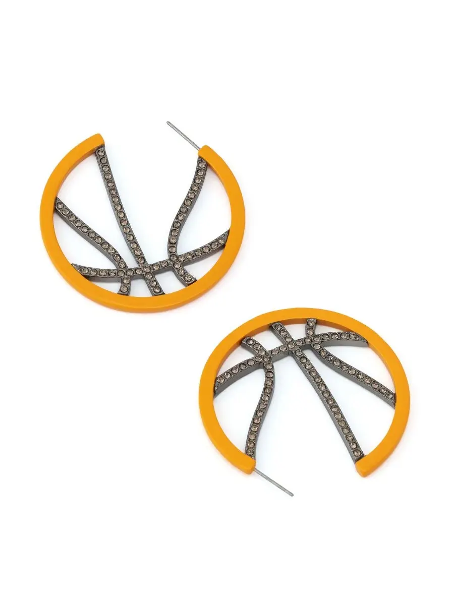 Серьги-кольца с баскетбольным кольцом и камнями Betsey Johnson — изображение 3 из 4, оттенок оранжевый