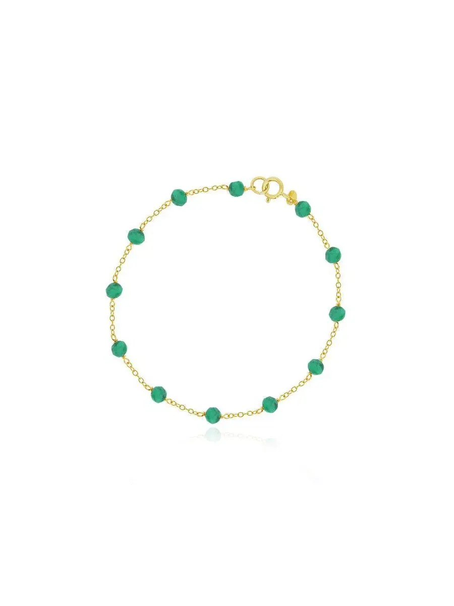 Браслет-цепочка с изумрудом, модель Emerald Bead Chain Bracelet The Lovery — изображение 1 из 4
