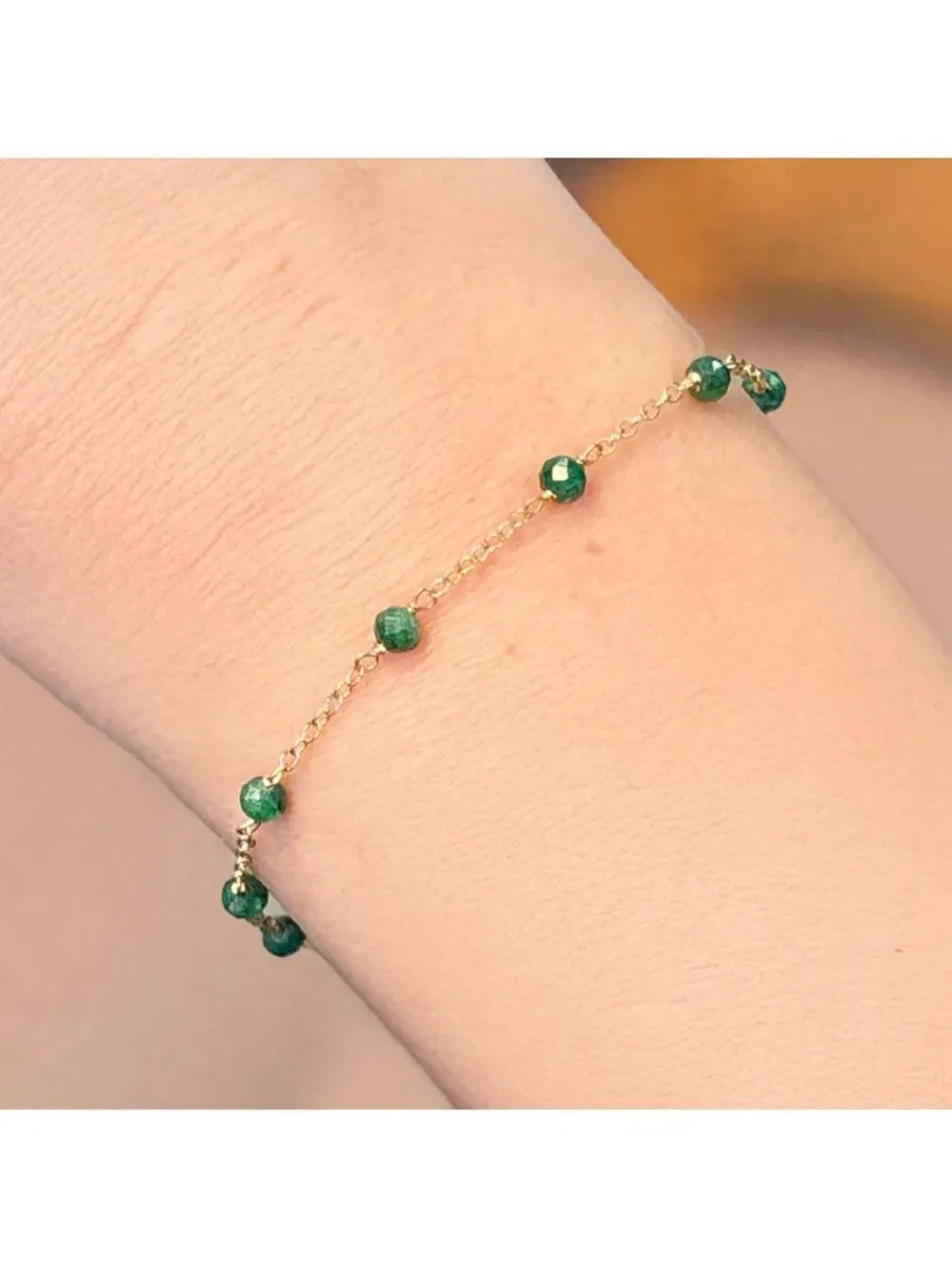 Браслет-цепочка с изумрудом, модель Emerald Bead Chain Bracelet The Lovery — изображение 2 из 4