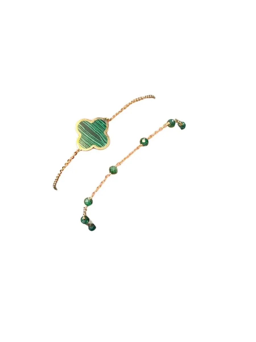 Браслет-цепочка с изумрудом, модель Emerald Bead Chain Bracelet The Lovery — изображение 3 из 4