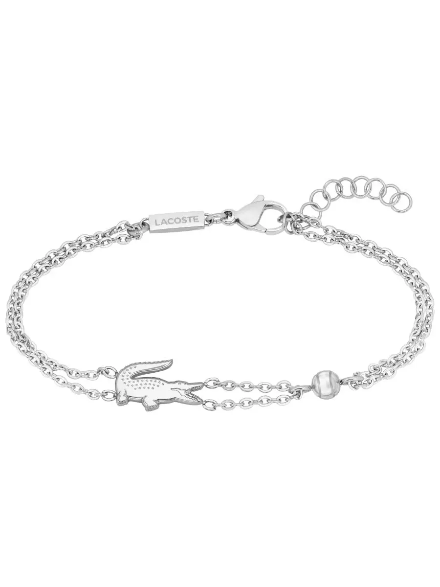 Браслет-цепочка с двойной цепью и подвеской в виде теннисного мяча Lacoste