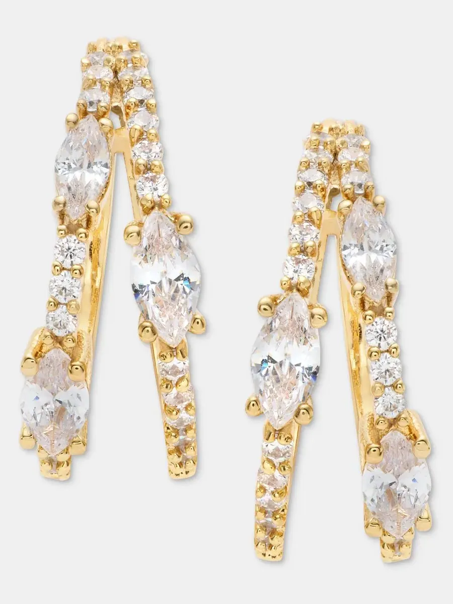 Серьги-кольца с разрезом Cubic Zirconia Split Hoop Givenchy — изображение 1 из 4, оттенок золото