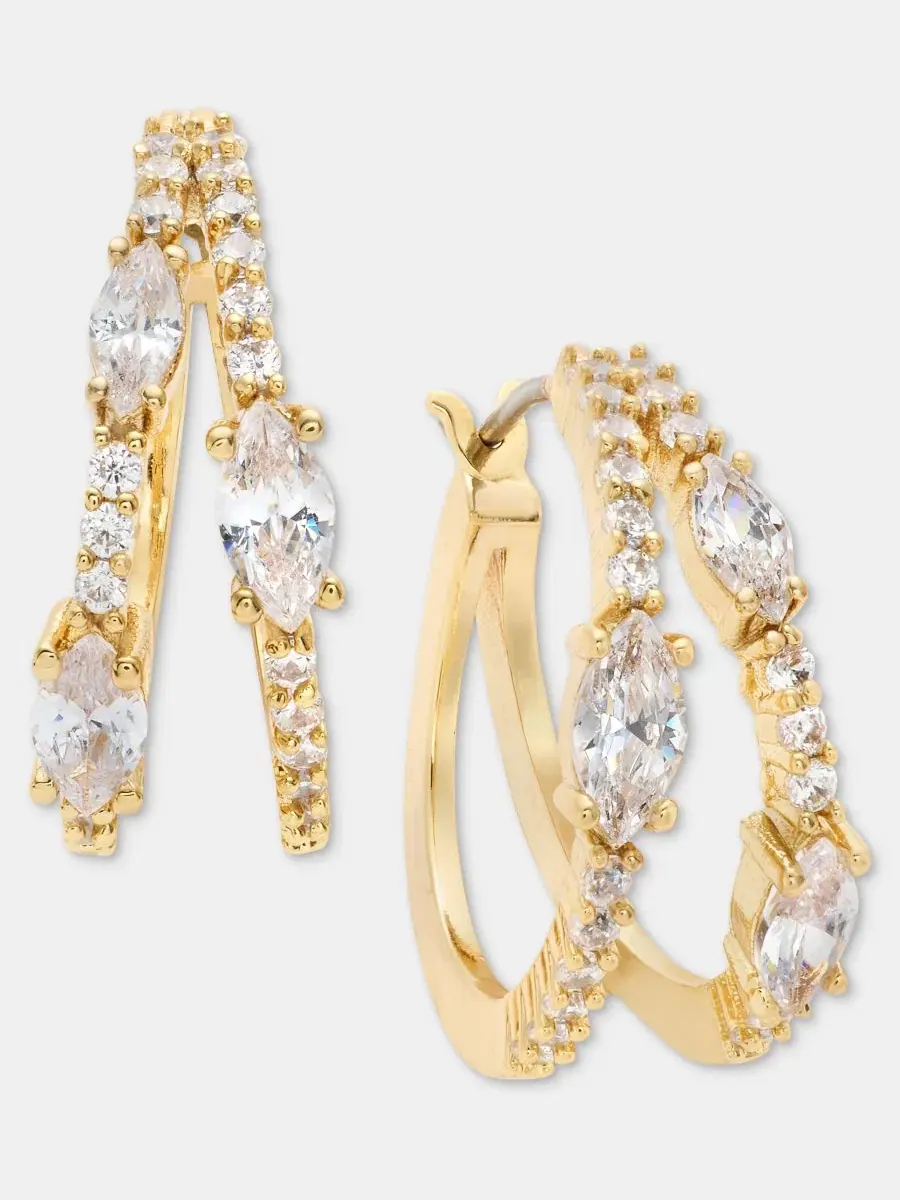 Серьги-кольца с разрезом Cubic Zirconia Split Hoop Givenchy — изображение 2 из 4, оттенок золото
